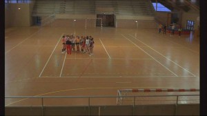 Geometrical floor markings, clump of kids